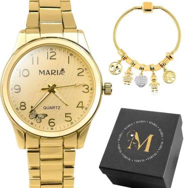 Imagem de Relogio Aço Inoxidável Feminino Banhado + Caixa + Pulseira Social Silicone Qualidade Premium Casual