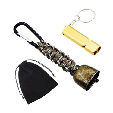 Imagem de oshhni Mochila com pingente de sino de urso alto, mosquetão para sobrevivência, chaveiro com sino de urso para ciclismo, pesca, caminhadas e escaladas.