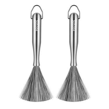 Imagem de Escovas de aço inoxidável 304, em vez do esfregão de lã de aço tradicional, esfregador de metal, adequado para remover bagunças teimosas de ferro fundido, panelas, grelhas, fogões, presentes para a