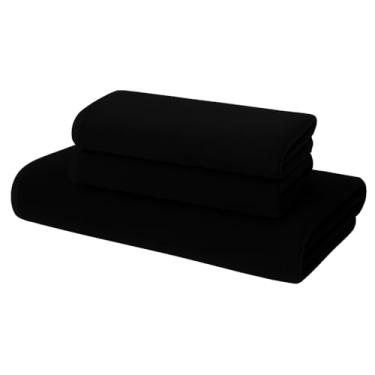 Imagem de Kit 02 Peças Toalha de Banho e Rosto Adulto Gigante Alta Absorção 1,40 m x 70 cm Toque Macio Luxo (Preto)