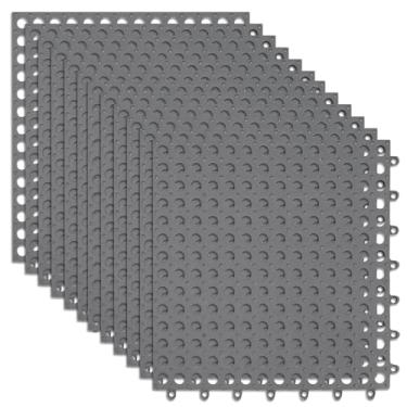 Imagem de 12 peças de azulejos de drenagem interligados, tapetes impermeáveis ao ar livre para pátios, piso antiderrapante de chuveiro e deck de piscina, cobertura de banheiro conveniente