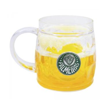 Imagem de Caneca Cerveja Base Grossa 400 ml  Palmeiras - Mileno, Transparente