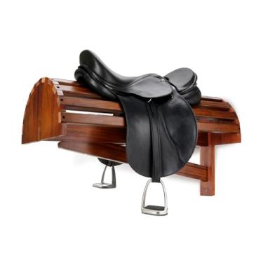 Imagem de Essenhome Suporte para selim de madeira montado na parede – Design que economiza espaço com barras transversais reforçadas, superfície não abrasiva, armazenamento resistente para organização de sala