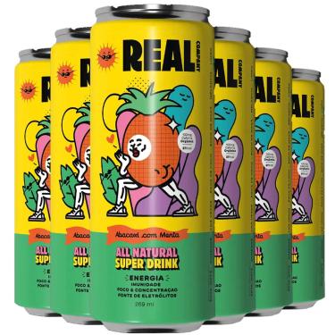 Imagem de 6x Energético Natural Functional Drink 269mL Abacaxi Hortela
