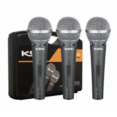 Imagem de Kit 3 Microfone Profissional Sm Ktr58 Ksr Pro Metal com estojo