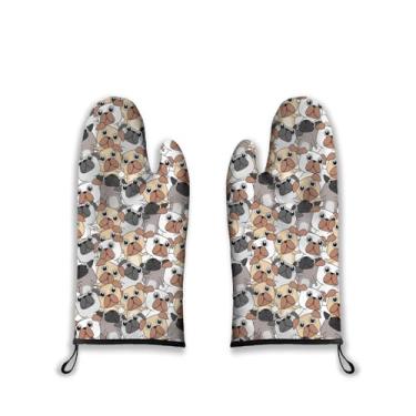 Imagem de Luvas de forno com animais fofos, resistentes ao calor, resistentes ao desgaste, fáceis de limpar, com forro de algodão grosso para grelhar, cozinhar, assar, 2 peças