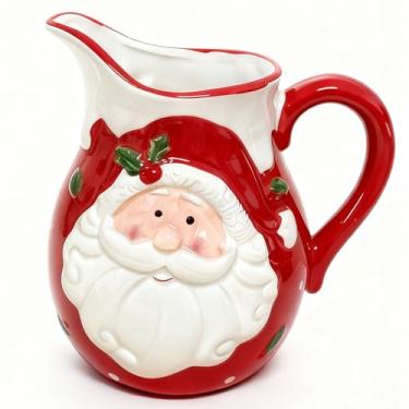 Imagem de Jarro grande de porcelana de Natal de 1,644 g, feriado festivo para leite, creme, suco, utensílios de mesa elegantes colecionáveis para celebrações de Natal - Jarra de garrafa de água vintage de