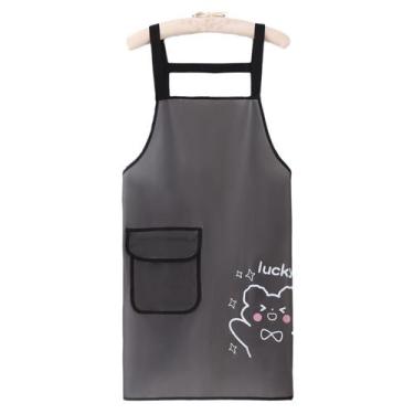 Imagem de Avental impermeável em PVC com estampa de urso de desenho animado para