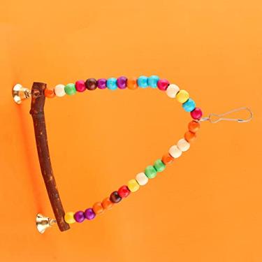 Imagem de Luqeeg Rede de Balanço de Madeira, Brinquedo de Pássaro, Balanços Suspensos, Local Ideal para Escalar e Brincar, Acessórios para Gaiola de Periquito e Calopsita