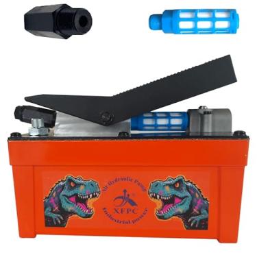 Imagem de Bomba hidráulica de ar 0,45 Gal 10.000 PSI Reservatório NPT 3/20.3 cm Saída de óleo, NPT 1/10.2 cm de entrada, bomba de pé hidráulica de ar feita de alumínio, laranja vermelho