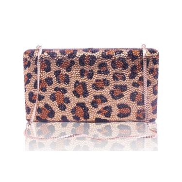 Imagem de Bestenda Bolsa de mão Leaprod de cristal para mulheres, formal, exclusiva, para casamento, animal, strass, festa noturna, Topazcoffee, Large
