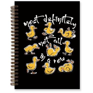 Imagem de TFKFJLF Lindo caderno espiral preto de pato para mulheres, cadernos fofos para meninas, material escolar de pato, diário de caderno estético, material de volta às aulas para meninas 14 x 21 cm