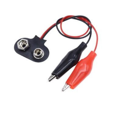 Imagem de Conector 9V Clipe de alimentação DC Jack macho fêmea clipe jacaré adaptador cabo suporte de fio (clipe jacaré T, 5 peças)