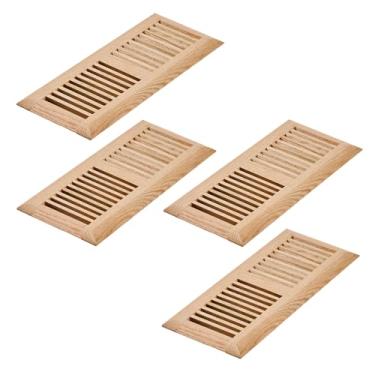 Imagem de Razo Pacote com 4 peças de registro de piso de madeira de carvalho vermelho, tampa de ventilação com amortecedor, 10 x 30 cm (abertura do duto), inacabado