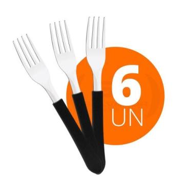 Imagem de 6 Garfos De Mesa Leme Lâmina Aço Inox Preto Gpbag Tramontina