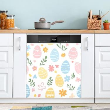 Imagem de ATTX Capa magnética para lava-louças ovos coloridos de Páscoa, 58,4 cm C x 66 cm A, decoração da capa da máquina de lavar louça, decalques de armário doméstico e eletrodomésticos adesivos #85