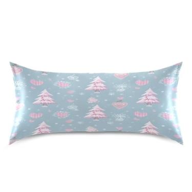 Imagem de ATTX Fronha de árvore de Natal rosa com fecho de envelope para cabelo e pele, macia, respirável, lisa, ambos os lados, capa de almofada de seda refrescante (King 50 cm × 101 cm, 1 peça) #896