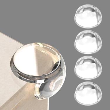 Imagem de Protetores de canto de mesa, protetores de canto de mesa transparentes com adesivo reforçado para mesas e cantos de móveis (4 peças)