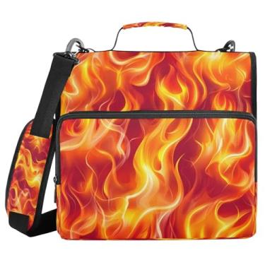 Imagem de ATTX Fichário de chamas sem costura com zíper com alça acolchoada ajustável - bolsa para fichário com capacidade para 500 folhas com organizador de vários bolsos, serve para laptop de 12 polegadas