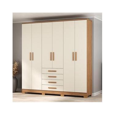 Imagem de Guarda-roupa casal Atualle Lugano 6 Portas 4 Gavetas Canelato Off White