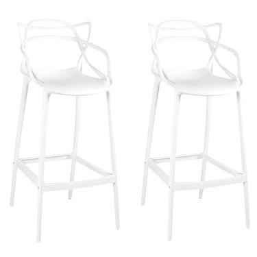 Imagem de Kit 2 Banquetas Allegra com Encosto Design Cozinha/bancada - Branco