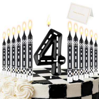 Imagem de Vela número de vela de aniversário de corrida (número 4, preta)