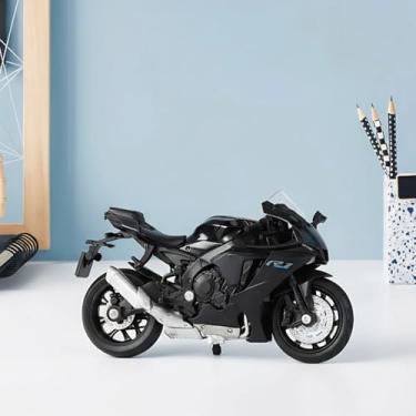Imagem de Modelo de motocicleta 1:18 para Yamaha YZF-R1 1000R metal fundido com modelo de motocicleta de plástico, sem necessidade de montagem, mini presente de moto acabado para adultos (preto)