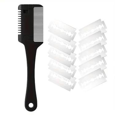 Imagem de Pente para animais de estimação com 10 lâminas de substituição, aparador e tosador 2 em 1 para cães e gatos, material PP, ferramenta de cuidados para animais de estimação para queda e afinamento