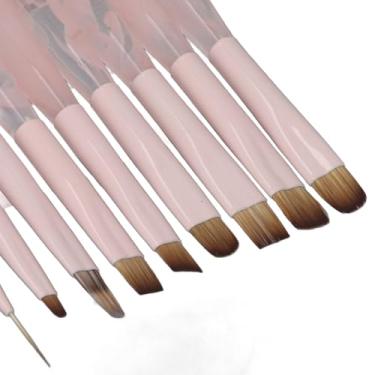 Imagem de Brrnoo Pincel para Detalhes de Unhas, 9 Peças de Escova de Limpeza para Arte de Unhas para Limpar Erros de Esmalte Nas Cutículas, Desenho de Unhas Em ângulo Fino Oval Plano, Escovas de