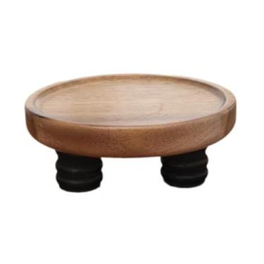 Imagem de oshhni Suporte de pedestal de madeira elegante para velas, bandeja decorativa para frascos, sabonete líquido, banheiro, de entrada, M