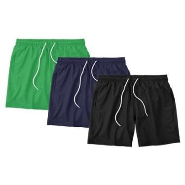 Imagem de Kit 3 Shorts Masculino Liso Básico Bermuda Tactel Água Praia Treino Academia Corrida-Masculino