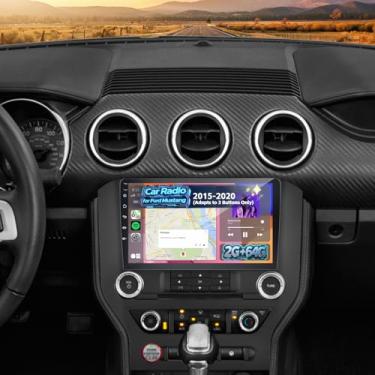Imagem de [2G + 64G] Rádio automotivo para Ford Mustang 2015-2020 (adapta-se apenas a 3 botões), Volxcereo 22.9 cm Android Touchscreen estéreo com Carplay/Android Auto, GPS, WiFi, Bluetooth, SWC, EQ, FM/RDS