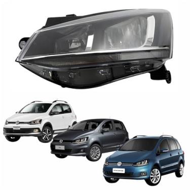 Imagem de Farol Vw Fox Spacefox Crossfox 2015 Até 2019 ORIGINAL Máscara Negra Friso Cromado Lado Esquerdo Motorista