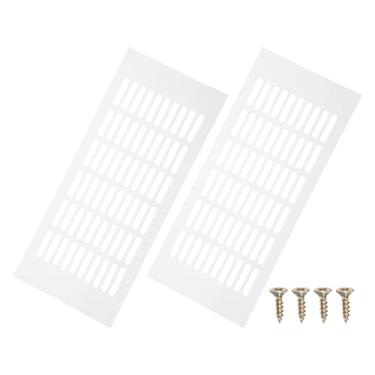 Imagem de PATIKIL 2 peças 35,5 x 15,2 cm, capa de ventilação de grade de alumínio com parafusos de montagem para porta de teto de guarda-roupa de armário, branco