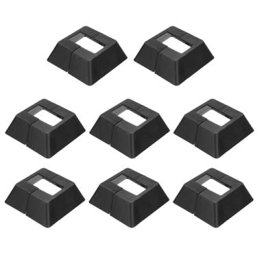 Imagem de PATIKIL Pacote com 8 saias de poste de cerca, 4 x 2 cm estilo dividido quadrado deck cobertura base flange plástico sapato de base para trilhos cerca escada trilhos varanda pátios, preto