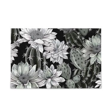 Imagem de WELLDAY Quebra-cabeça cacto flores preto 500 peças grande jogo de arte para adultos adolescentes