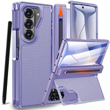 Imagem de NINKI Capa para Samsung Z Fold 5 com suporte para caneta S e Stylus e suporte oculto, capa protetora de tela para celular com dobradiça para Samsung Galaxy Z Fold 5 com compartimento e suporte fino