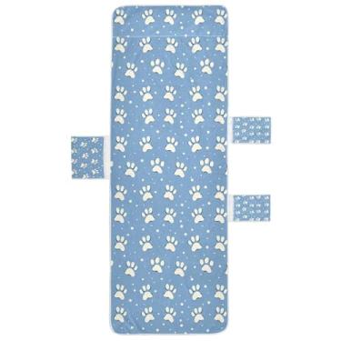 Imagem de STAYTOP Linda capa de toalha de cadeira de descanso com estampa de pata de cachorro, capa macia para espreguiçadeira, capas de cadeira de praia com bolsos para jardim, pátio, pátio, banhos de sol