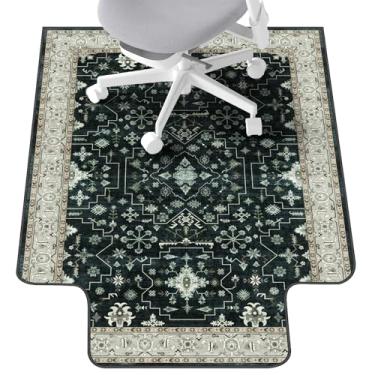 Imagem de Tapete de cadeira de escritório para piso de madeira e piso de azulejo, 91 x 122 cm, tapete de cadeira de mesa resistente para pisos duros, tapete sob a mesa para cadeira de computador, antiderrapante