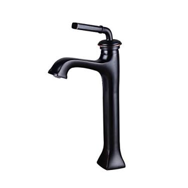 Imagem de Misturador de lavatório retrô cachoeira torneira alta de banheiro misturador de alavanca única torneira de banho pia bico de arco alto latão bronze polido a óleo