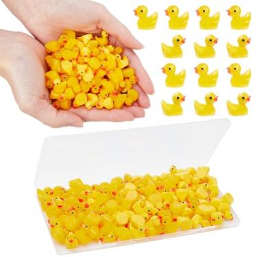Imagem de 100 peças de mini estatuetas de pato de resina a granel - brinquedos fofos de pato minúsculos para jardim de fadas, artesanato DIY, decoração de casa de bonecas, jogos de esconder e ornamentos de mesa