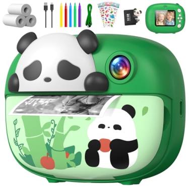 Imagem de Uffylle Câmera Panda Kids Impressão Instantânea De Fotos Com Cartão De 32 Gb, Câmeras Instantâneas De Vídeo Hd 1080P Para Crianças De 3 A 12 Anos, Brinquedos De Câmera Digital Para Crianças Com Cane