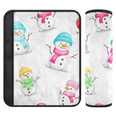 Imagem de Burbuja Capa para cinto de segurança de carro Snowmen Protetor de cinto de segurança de carro macio confortável para alça de ombro de assento, 1 par pequeno