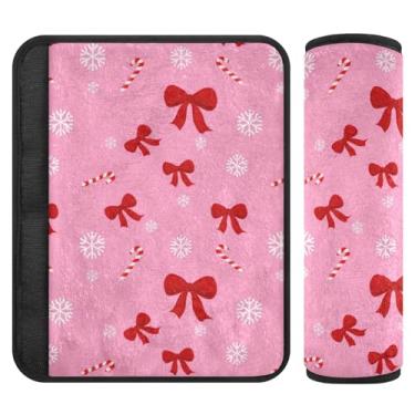 Imagem de Burbuja Capa para cinto de segurança de carro Red Bows, macio, confortável, protetor de cinto de segurança para alça de ombro de assento, 1 par médio