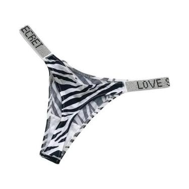Imagem de Calcinha G-string Sexy Feminina Com Letras Em Strass E Diamantes, Tama