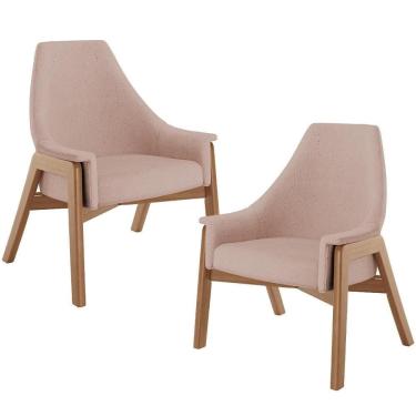 Imagem de Kit 02 Poltronas Decorativa Sakura L02 Linho Rosê - Lyam Decor