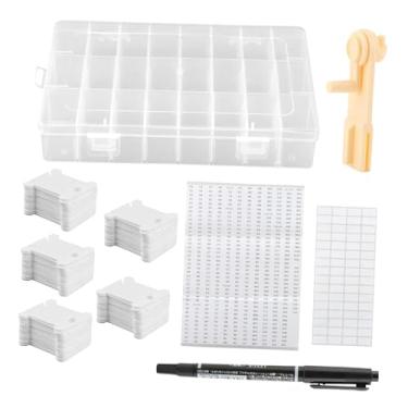 Imagem de KiBcsLic Kit Organizador de Linhas de Bordar, Caixa de Armazenamento de Linhas, Cartões para Linhas, Leve, com Caneta, Enrolador de Bobina Removível, 24