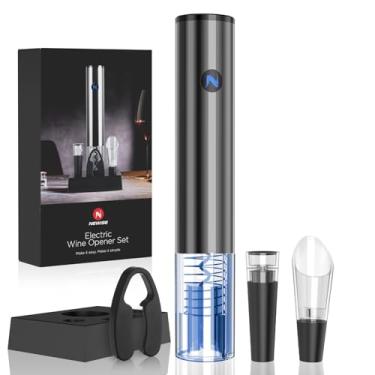 Imagem de Newise Abridor de vinho elétrico com base de carregamento - conjunto perfeito para presente de vinho para mulheres/homens - abridor de garrafas de vinho saca-rolhas com aerador e despejador, rolha a