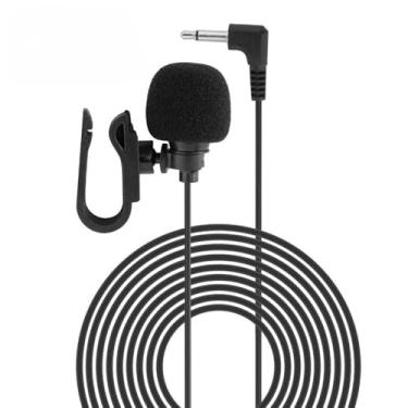 Imagem de Finmnmda Microfone de rádio de carro com plugue de 3,5 mm/2,5 mm, microfone condensador com esponja de cancelamento de ruído, base de clipe giratório para receptor estéreo de veículo Boss JVC Sony