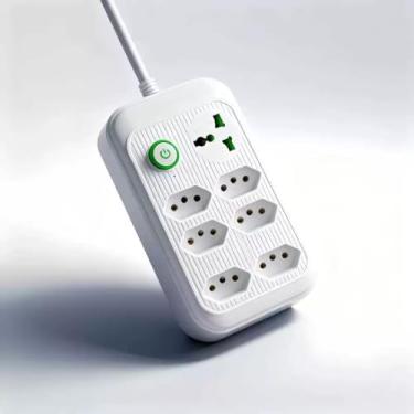 Imagem de Extensão Filtro de Linha 5 Tomadas Bivolt com 4 USB + 1 USB Tipo-C, 2500W, 10A, Régua de Energia Premium (6 Tomadas 2 M)